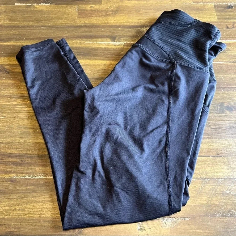 Tommie Copper Lower Back Support Leggings 7/8 Black S Small Mesh High Waisted